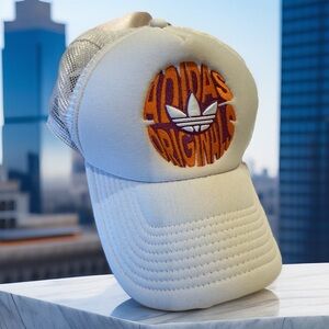adidas Originals Spiral Trucker Snapback Hat - White unisex